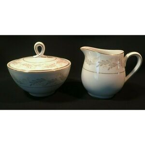 SALE Mikasa Yellow n Gray Sugar Bowl n Creamer Set
